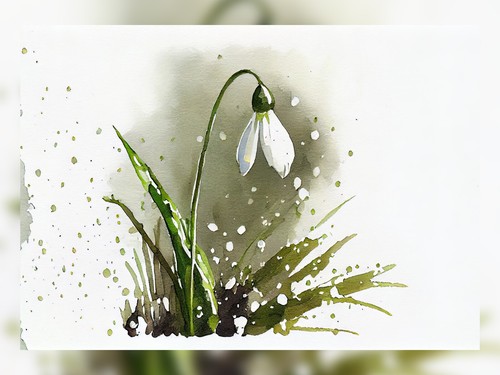 Snowdrop flower 5x7print of watercolor painting, living room art, bedroom decor - Picture 8 of 8