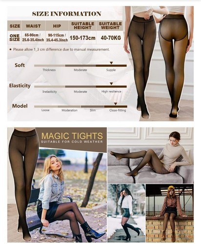 Women Magic Extra Thick Warm Winter Double Lined Stretch Thermal Fleece Tights - Picture 3 of 5