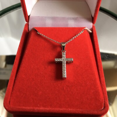 IBB Silver Tone Crystal Cross necklace