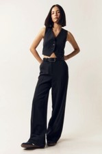 Nasty Gal Tailored Straight Leg Pants Trousers Black UK 6