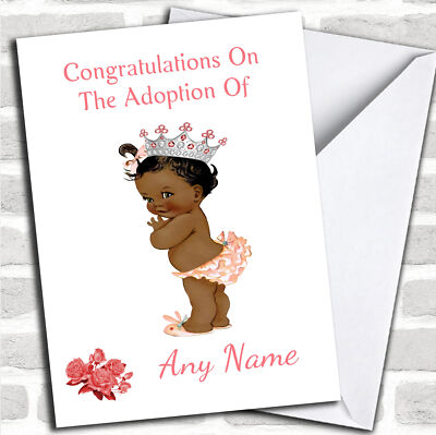 Süße Adoption Glückwunsch Adoption eines Mädchens Tochter schwarz personalisierte Karte