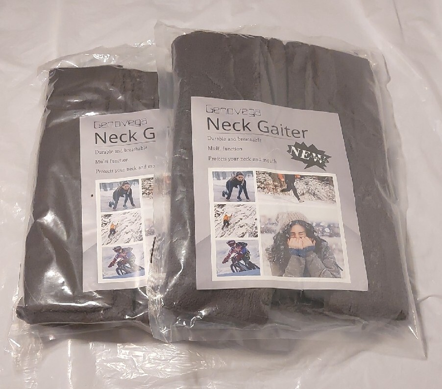 Lot of 2 Genovega Neck Gaiter Face Bandana Infinity Scarf Headhear Gray