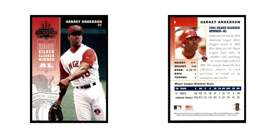 2003 Donruss Champions Garret Anderson Baseball Cards #6 - Image 3 of 3