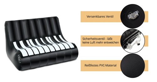 Aufblasbare Couch aus PVC im Piano-Design für Festival, Outdoor und Camping - Bild 3 von 8
