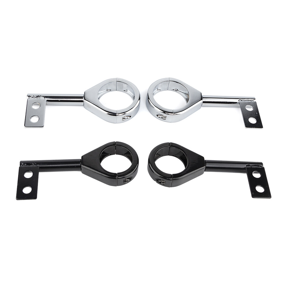 Motorcycle Turn Signal Mount Brackets – Chrome, Fits 30-45mm Fork Tubes (1 Pair)