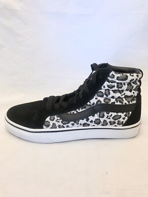 Vans SK8- Hi Slim Cheetah Print Suede Skate Shoes Black/ Grey M9