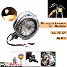 Square Polish Clear Lens H4 Lamp Headlight For Harley Chopper Bobber XS650 Retro