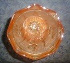 1930'S MAGNOLIA GOLD CARNIVAL GLASS 9" SCALLOPED VASE W/ IRIS HERRINGBONE PATERN — photo 3