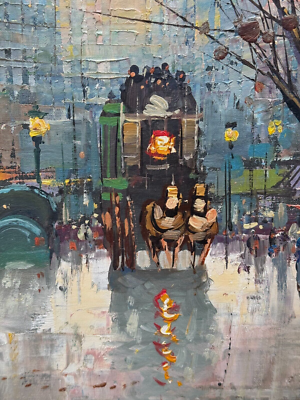 ラフルスキー　パリのアレクサンドル3世橋6F油彩真作ebayで120万円 L FARZO SIGNED ILLEGIBLE PARIS FRANCE OIL PAINTING RIVER