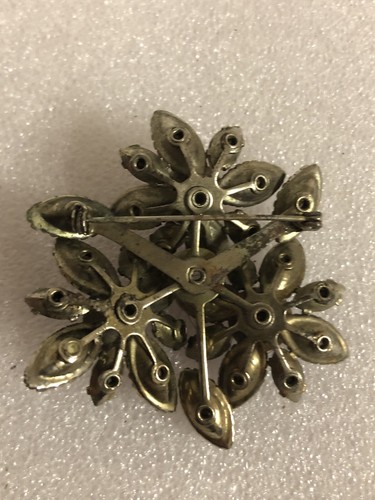 Vintage rhinestone brooch faceted flowers unknown maker beautiful smoky color - Picture 8 of 22