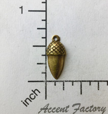 33543     3 Pc. Brass Oxidized Acorn Charm Jewelry Finding