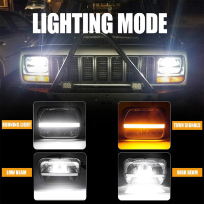 Pair 7x6'' 5x7 LED Headlights DRL For Toyota Celica 1982 -1993 MR2