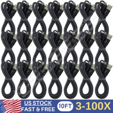10Ft Fast Charger Cable Heavy Duty Lot For iPhone 14 13 12 11 XR 8 Charging Cord