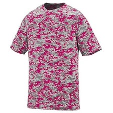 NEW Neon Hot Pink Digital Camo Baseball Wicking Dry Fit Youth Sizes T Shirt Kids