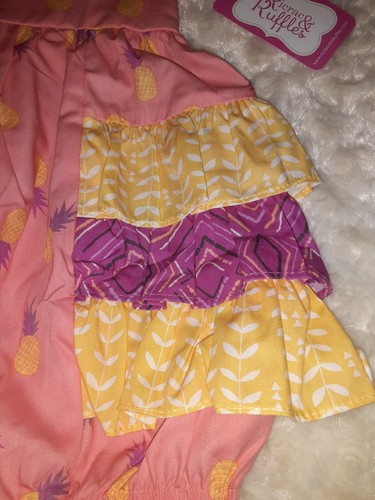 Ricrac And Ruffles Pineapple Panache Bubble Romper Orange Yellow Pink 18 MN Nwt - Picture 2 of 6