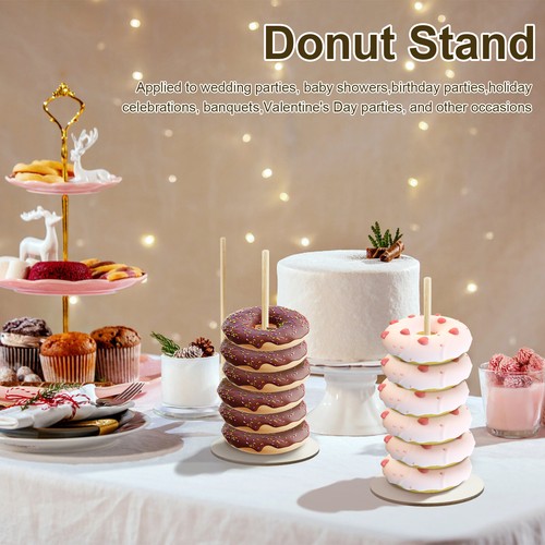 6 Pcs Donut Stand Holder for Dessert Table Wood Donut Holder Reusable WenlH .t - Picture 3 of 11