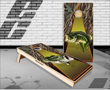 Bass Camo Triangle Cornhole Boards Bean Bag Toss Game