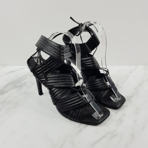 SENSO Womens Size EUR 39 Black Leather Tie Up Heels Pump Sandals Shoes - Picture 5 of 10