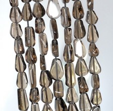 7X5-11X6MM SMOKY QUARTZ GEMSTONE PEAR NUGGET LOOSE BEADS 14inch