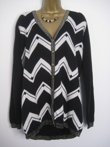 BiBA schwarz-weiße Strickjacke Gr. XL