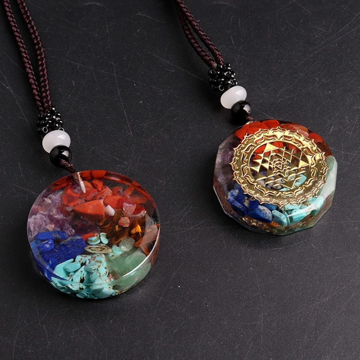 7 Chakra Natural Stone Energy Pendant Necklace Yoga Reiki Healing