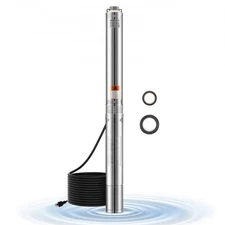 VEVOR Deep Well Submersible Pump,2 HP Output Power,115V,31.7 GPM Flow 450 ft Hea