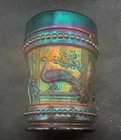 AWESOME VINTAGE CARNIVAL DUGAN PEACOCK AT THE FOUNTAIN ELECTRIC BLUE TUMBLER