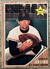 1962 Topps #377 Johnny Orsino San Francisco Giants Rookie baseball card - VgEx. rookie card picture