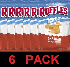 Ruffles PARTY SIZE Cheddar  Sour Cream Snack Potato Chips 12.5 oz Bag - 6 PACK