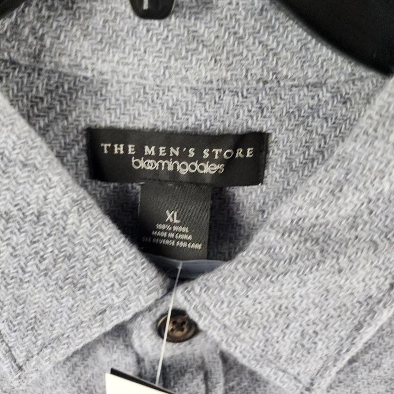 The Men's Store at Bloomingdale's Wool Button Front Overshirt XL Stone Wash L/S - product detail image 4