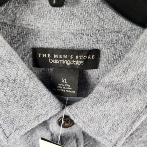The Men's Store at Bloomingdale's Wool Button Front Overshirt XL Stone Wash L/S image 4
