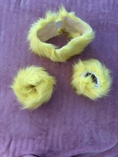 Yellow Faux Fur Costume Accessories Set - Headband and Wrist