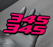 2x Pink on Black 345 Emblems 345   Fender Side Badge 3D for 345 Emblem