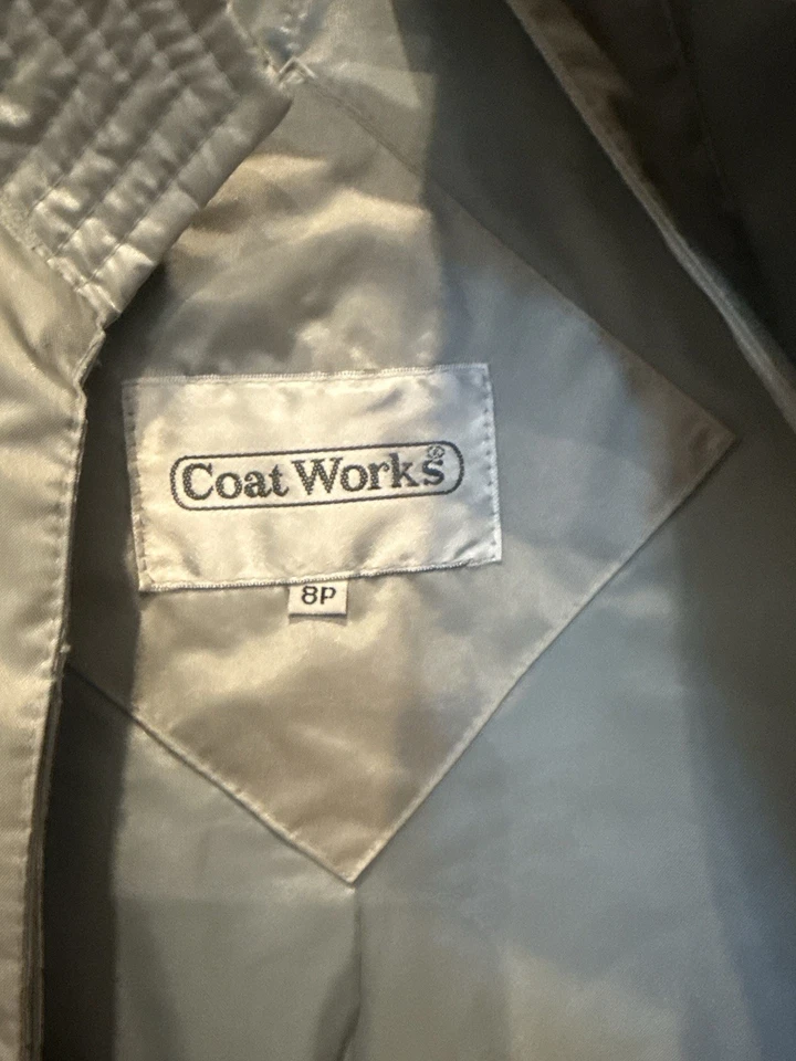 Gabardina retro vintage Coat Works plateada para mujer 8P largo Foto 2 de 4