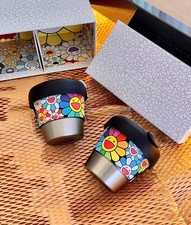 Juego de tazas de café Takashi Murakami girasol limitado + termo + taza de viaje caja de regalo