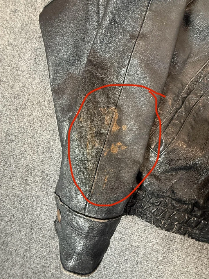 Chaqueta de Cuero Duncan Row Para Hombre Grande Negra Bombardero Estilo Vintage Envejecido Años 90 Foto 4 de 4