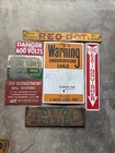 Vintage Advertising Sign Lot Fire Department Red Dot Cigars Porcelain Metal