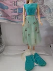 Vintage Barbie Fashion Lets Have A Ball Jacket , Shorten Dress #1879 teal HTF