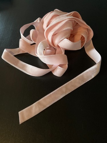 French Vintage Baby Pink Velvet Trim/Ribbon By the Yard