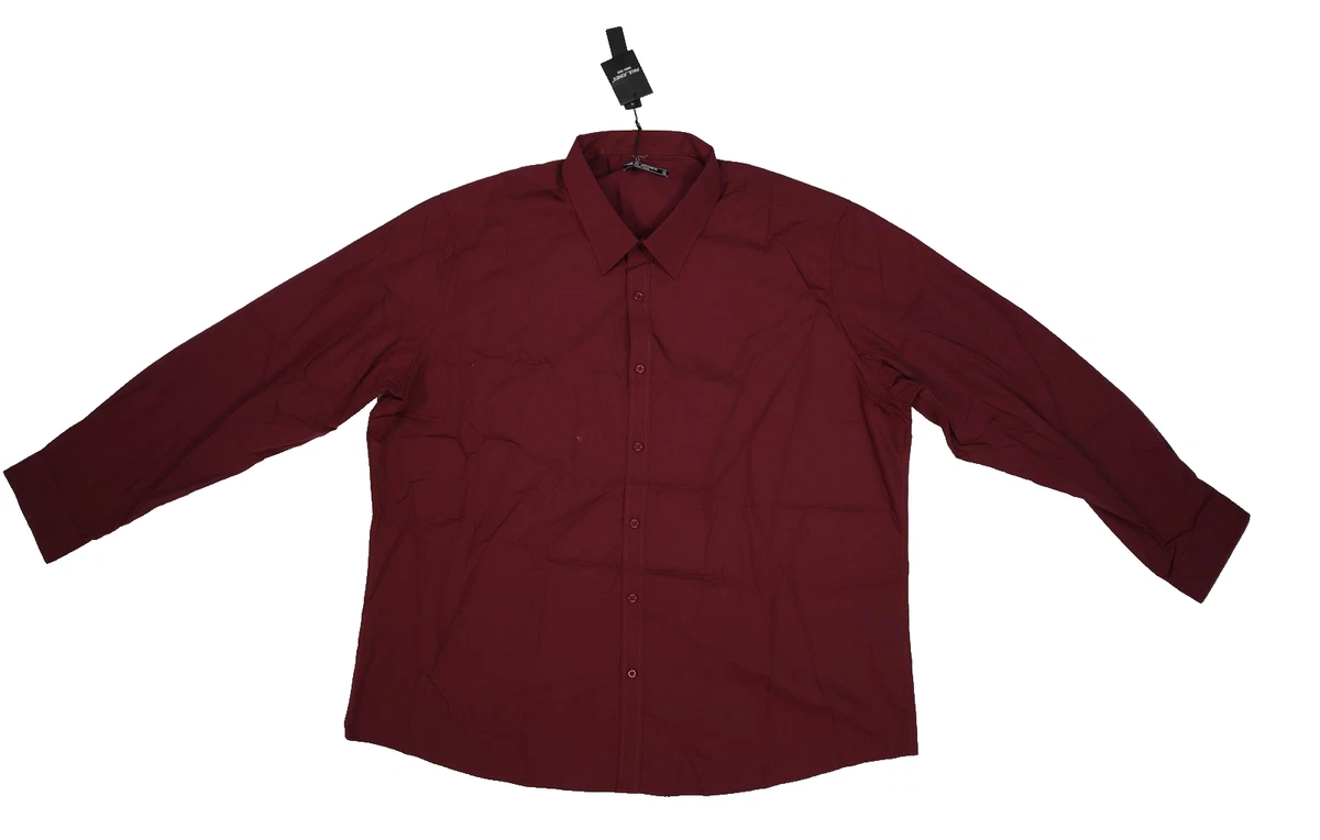 PJ PAUL JONES Overhemd voor heren, lange mouwen, zakelijk, buttondown, gemakkelijk te strijken, rood (rode wijn), L