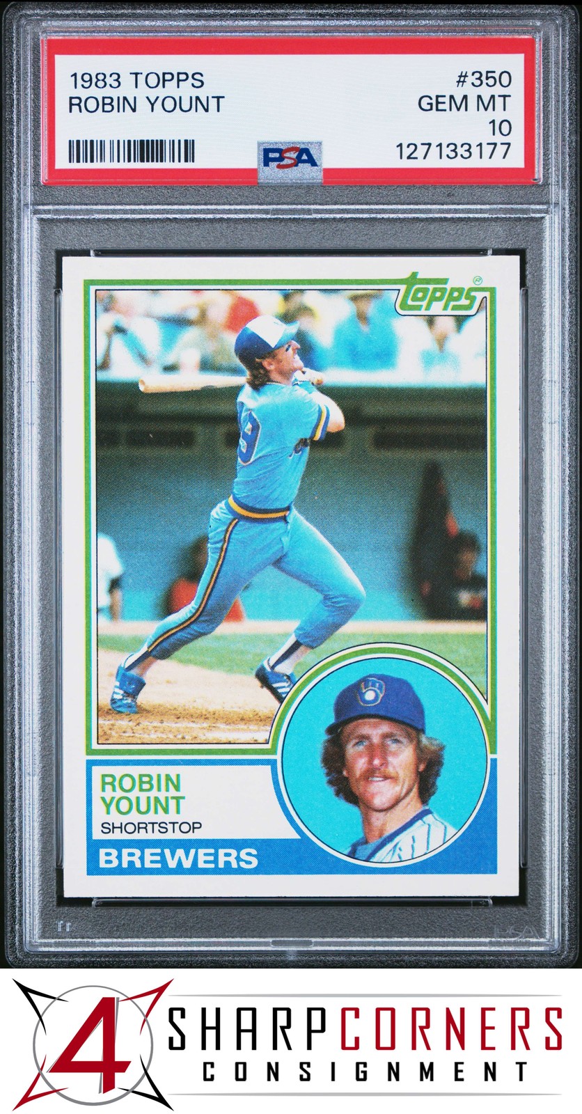 1983 TOPPS #350 ROBIN YOUNT BREWERS HOF PSA 10
