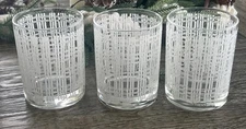 3 Vintage Mid Century Tastesetter Double Old Fashion Rocks Glasses White Texture