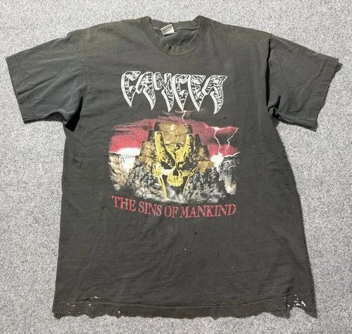 Cancer Sins Of Mankind T-Shirt Size XL Death Me 1990s vintage concert t-shirt, vintage, size XL, single stitch, B+ condition
