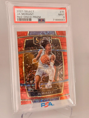 2021-22 Panini Select #75 Ja Morant - Red Disco Prizm /49  PSA 9