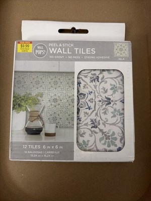 New Wall Pops! Peel and Stick Wall Tiles ISLA 6 X6  12 Tiles No Mess No Grout