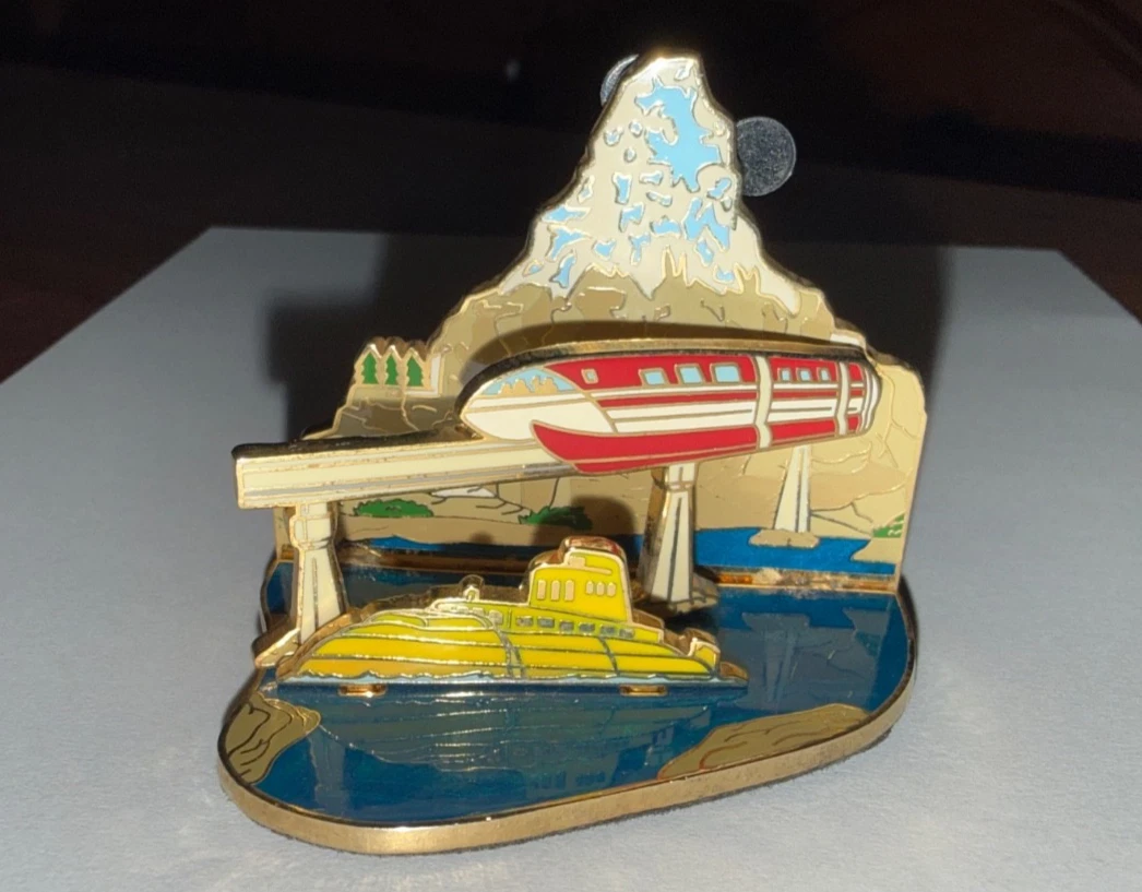 Disney WDI Red Monorail Diorama 3D Pin Matterhorn Submarine Voyage LE 300 - Read