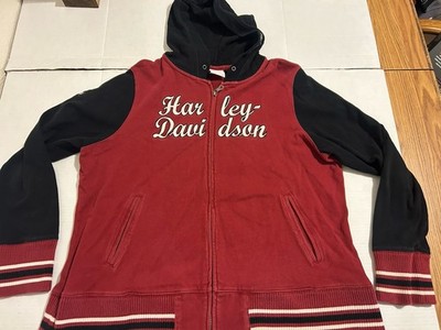 Woman's Harley Davidson Zip up Jacket Hoodie Maroon  Long Sleeve 1W 