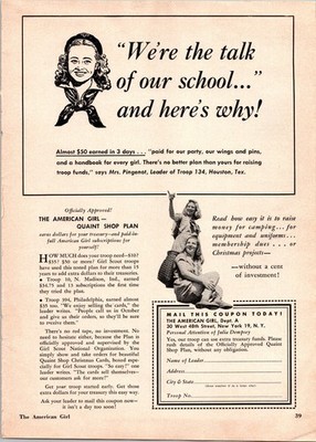 American Girl Quaint Shop Plan Vintage Magazine Ad Print 1940s Girl Scout