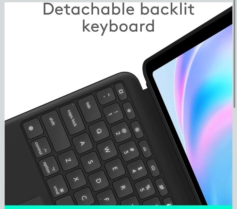 Logitech Combo Touch for iPad Air 11-inch Keyboard Case - Oxford Gray New Sealed - Image 3 of 4