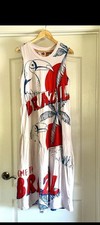 Anthropologie FARM RIO Toucan Tropical Graphic Maxi Dress White Red Blue XS